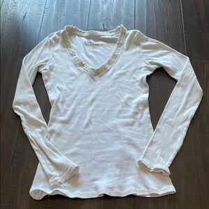 Mossimo Supply Co. White Ribbed V-Neck Blouse